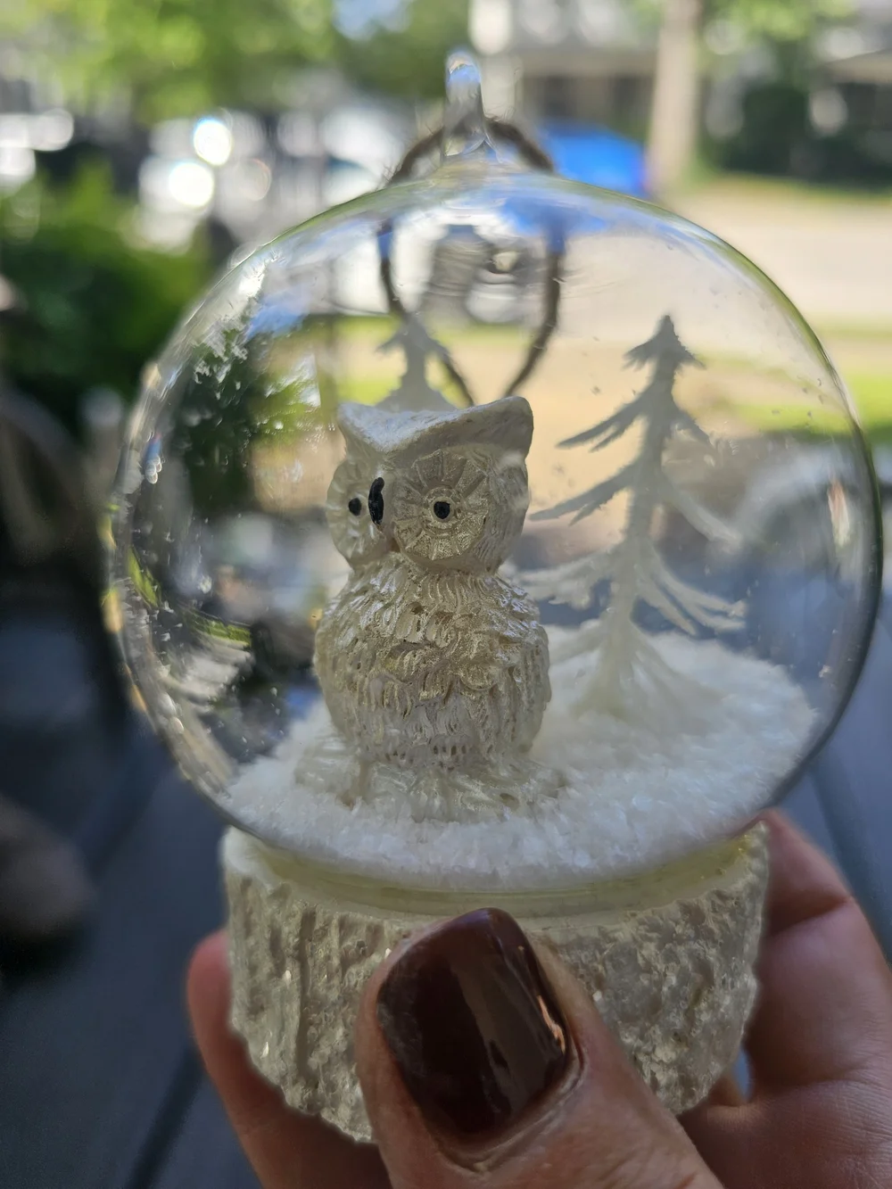 Pottery Barn Light-Up Snowy Owl Cloche Christmas Ornament - Flashing/Steady LED